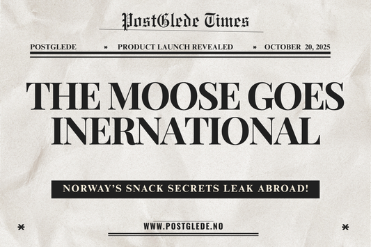 Front page of Postglede Times, April 15, 2025. Headline: Moose Caught Smuggling Chocolate Abroad.